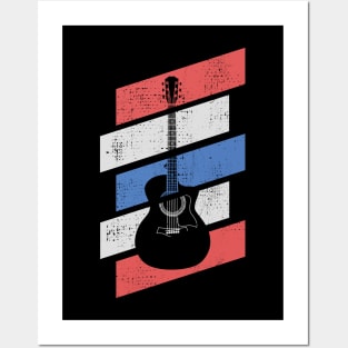 Retro Vintage Acoustic Guitar Posters and Art